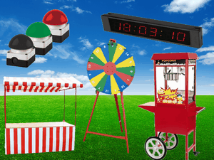 Guenstig Messe und Promotion Eventmodule mieten Branding Gluecksrad Losbox Verleih Popcornmaschine Flugzeug