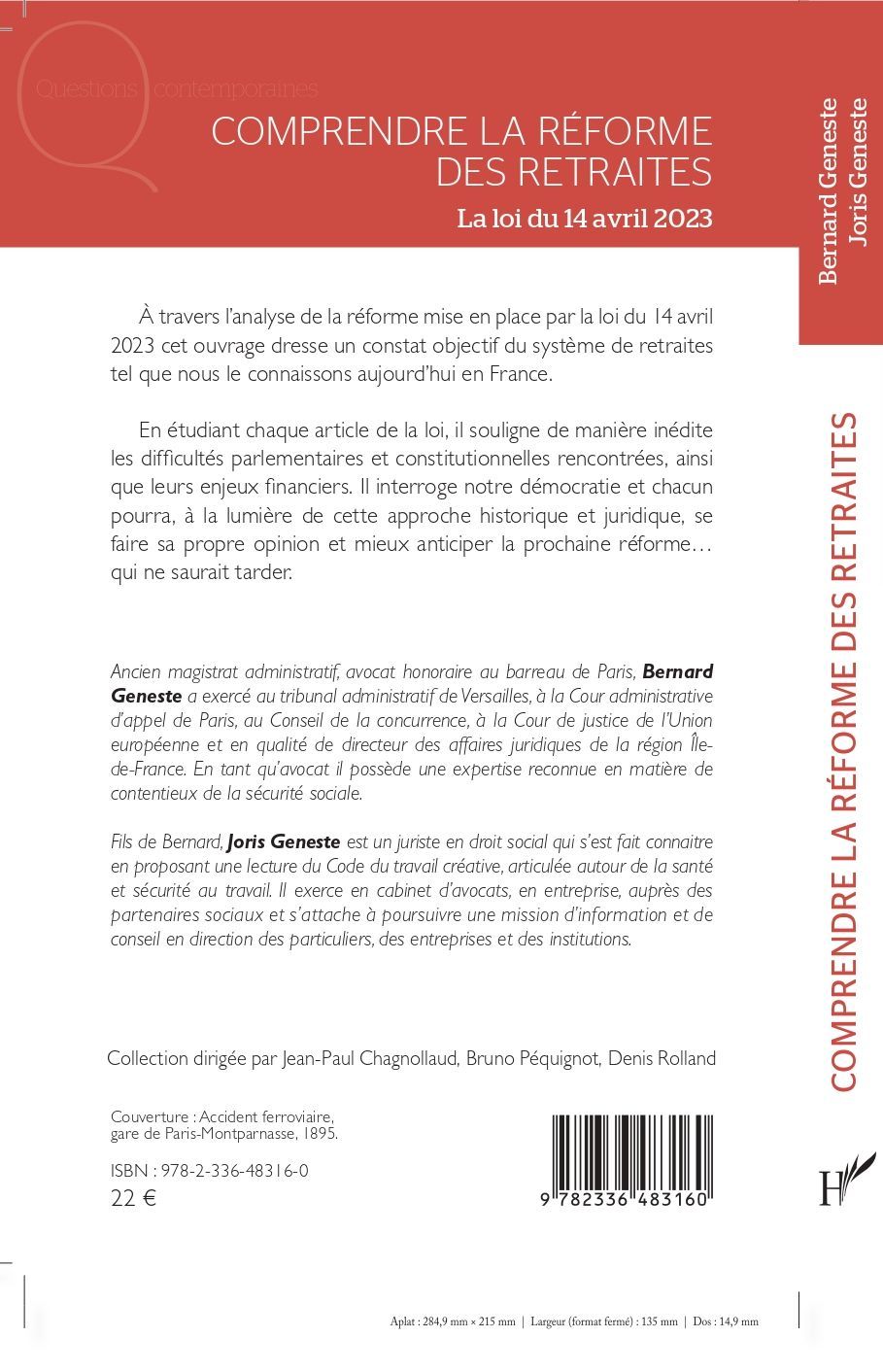 Reforme des retraites, comprendre la réforme des retraites, loi du 14 avril 2023, bernard geneste, joris geneste, éditions l'harmattan