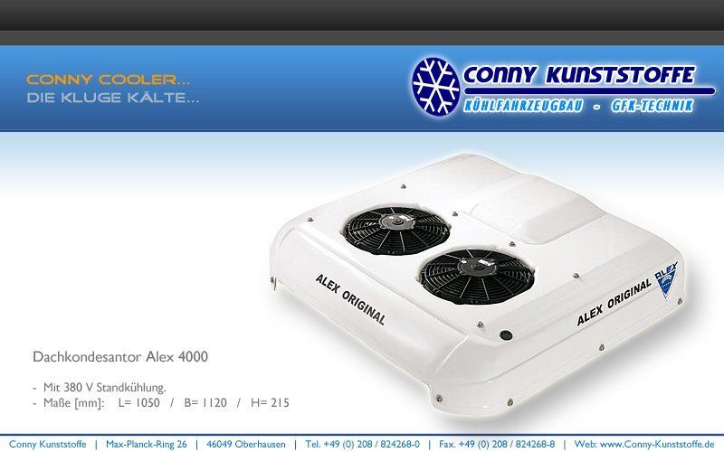 Kühlfahrzeug - Dachkondensator ALEX 4000 Fahr- und Standkühlung