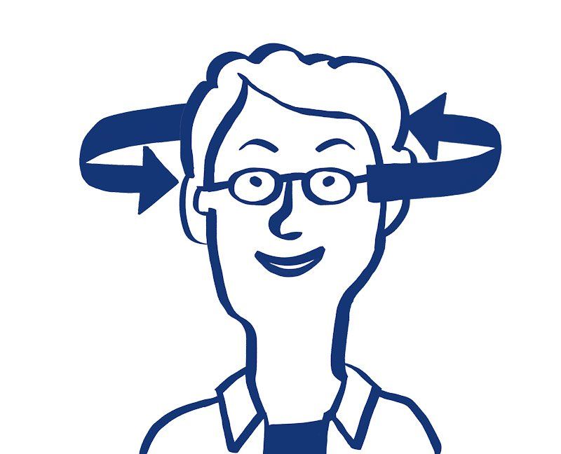 Umdenken im Kopf Illustration, Kopf mit Pfeilen, ChangeManagement