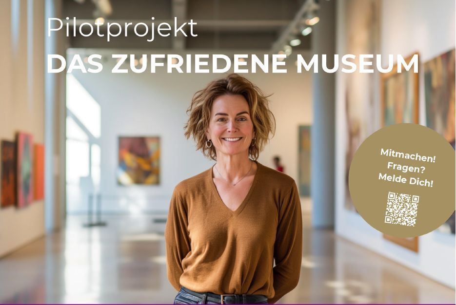 Das zufriedene Museum Titelbild für das Zufriedene Musem, Frau im Museum