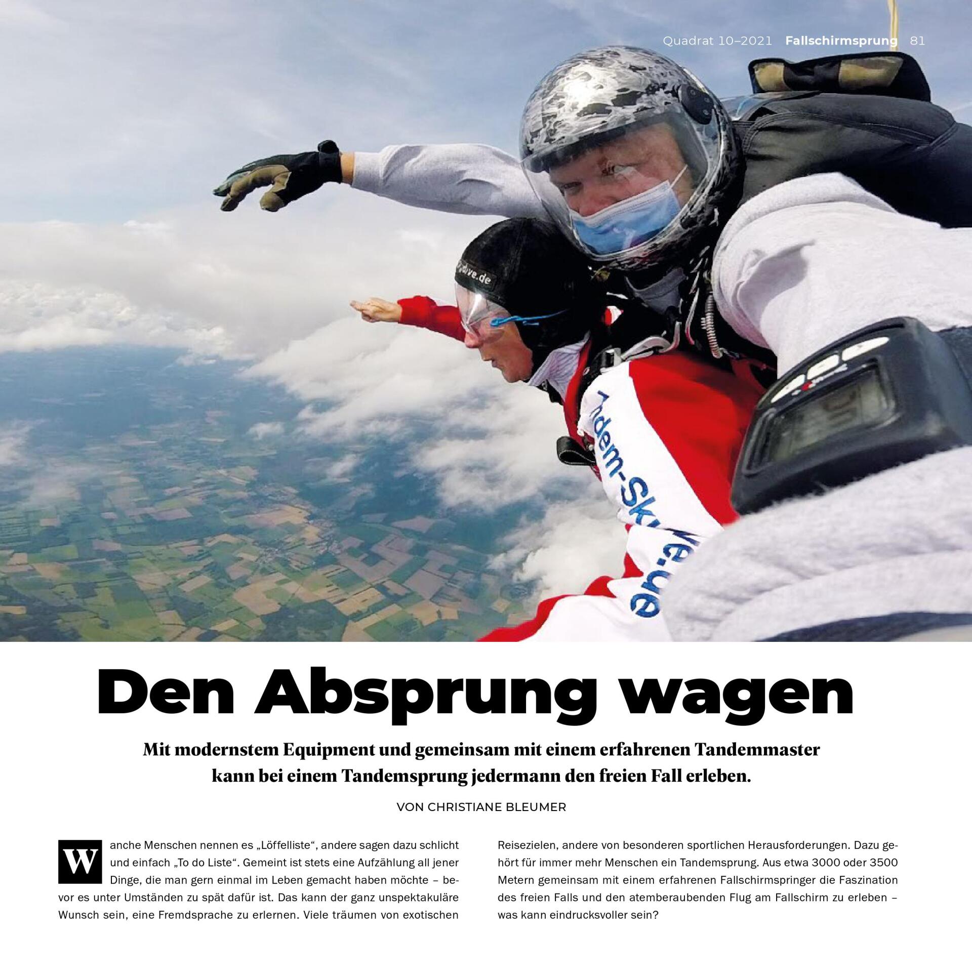 Medienbericht Quadrat Fallschirmspringen
