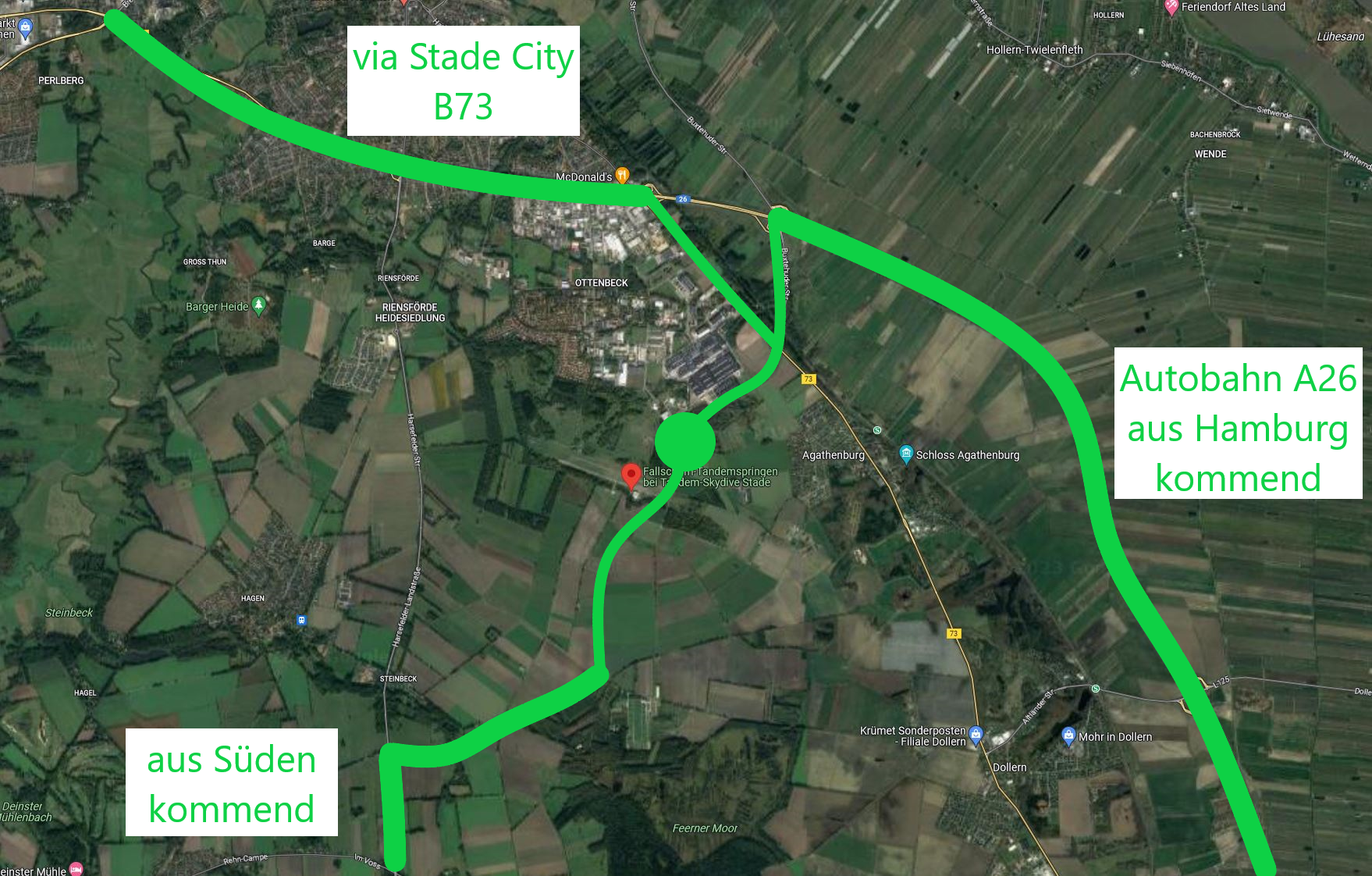 Karte Anfahrt Fallschirmsprung Stade Hamburg
