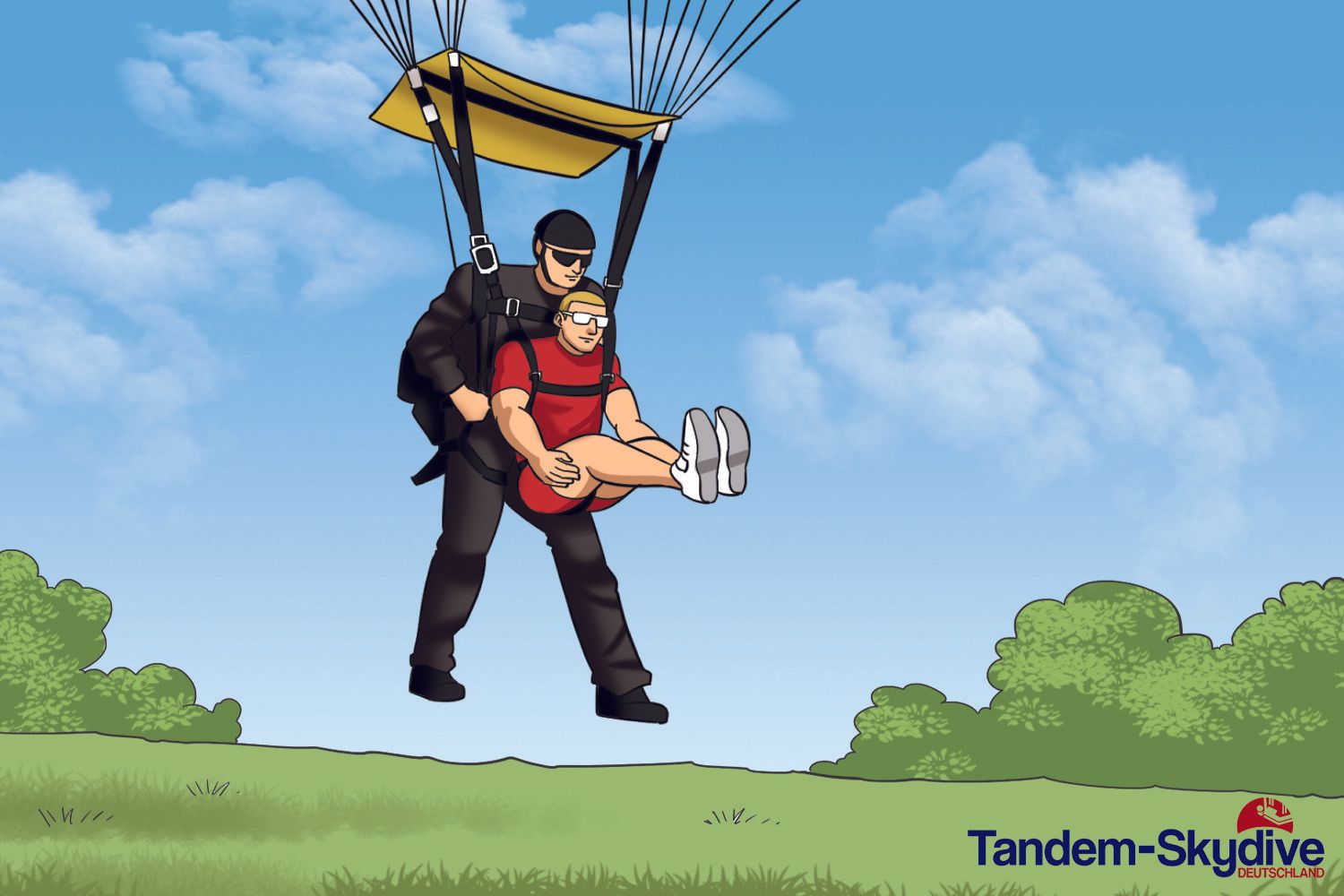 Tandemsprung Landung Haltung