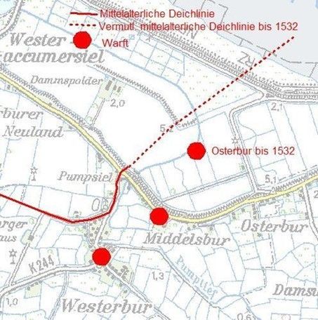Ausschnitt der preußischen Uraufnahme 1892 Blatt Esens