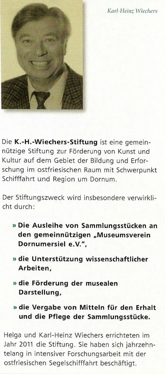 Karl-Heinz Wiechers Stiftung Flyer Seite 1