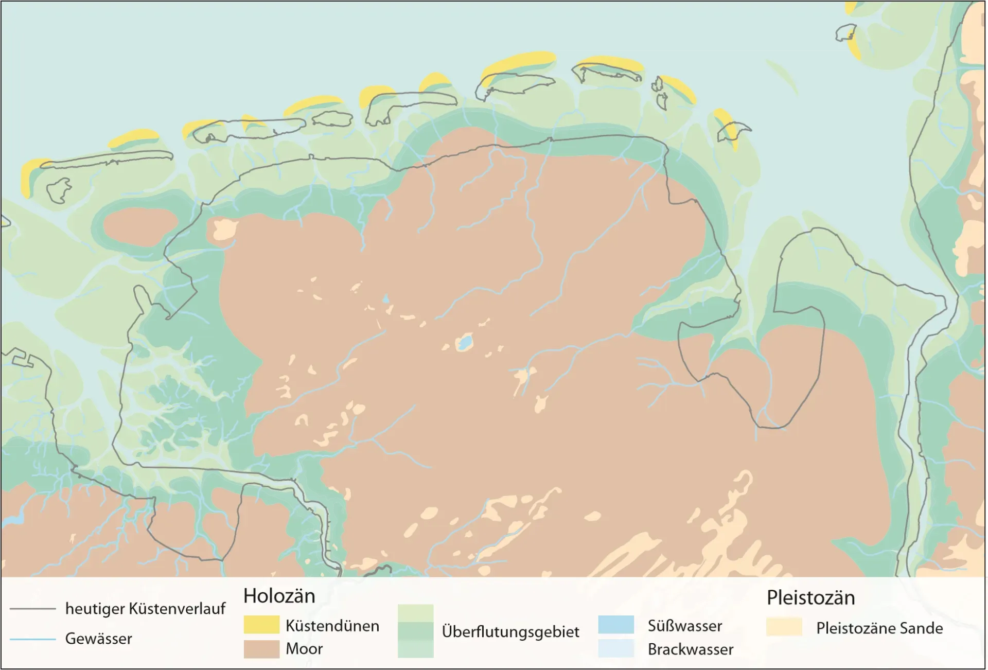 Karte Holozän und Pleistozän der ostfriesischen Küste