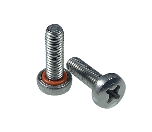 Vis étanche tête bombée cruciforme joint rouge silicone