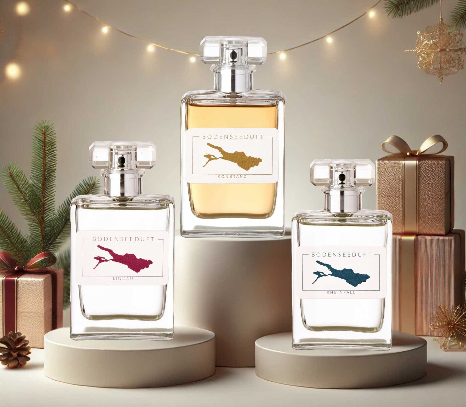Düfte von Bodenseeduft mit weihnachtlichem Hintergrund