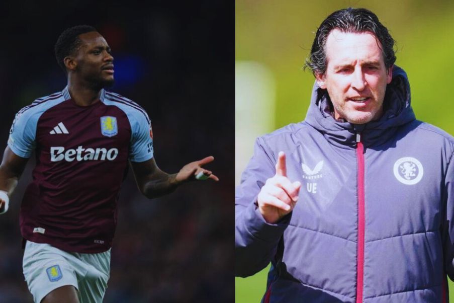 Jhon Durán & Unai Emery Jhon Durán Aston Villa colombian forward and Unai Emery head coach spanish of The Villians.