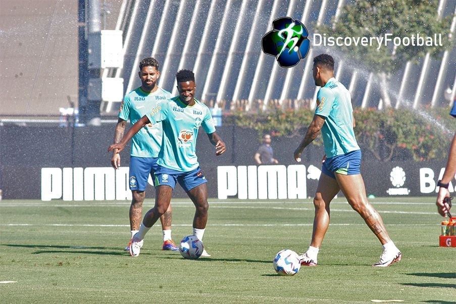 Vinicius una de las estrellas de Brasil, en un momento del entrenamiento en Los Ángeles. Discoveryfootball.com