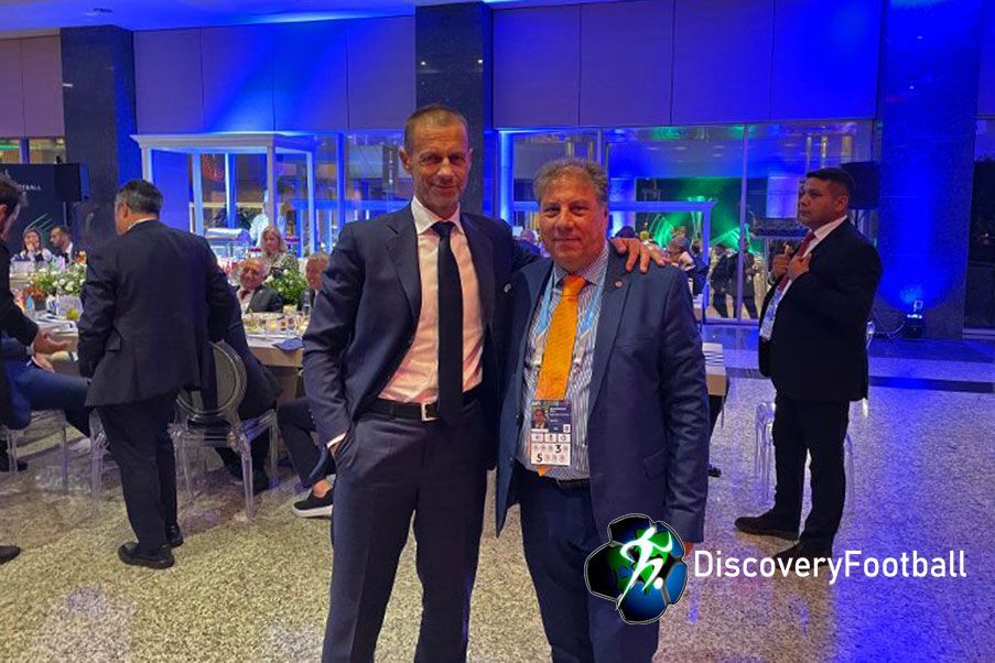 Ceferin  Aleksandr Ceferin UEFA President and Manos Staramopoulos, English Editor of Discoveryfootball.com