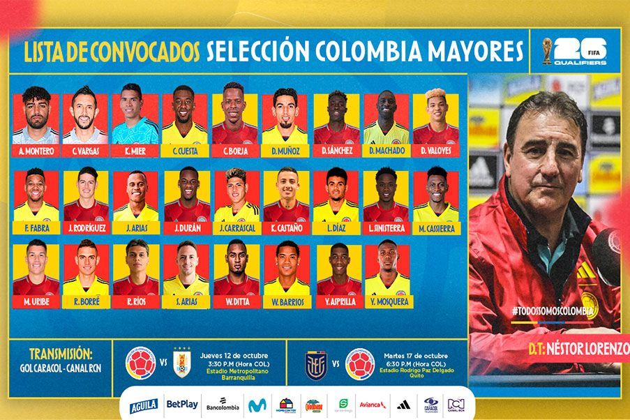 Colombia Convocatoria de Colombia para las jornadas de eliminatorias al Mundial 2026