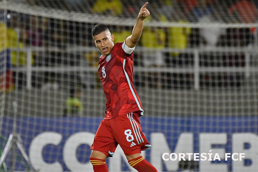 Selección Colombia Sub 20 Gustavo Puerta anotó el golazo de Colombia ante Brasil. Cortesía FCF