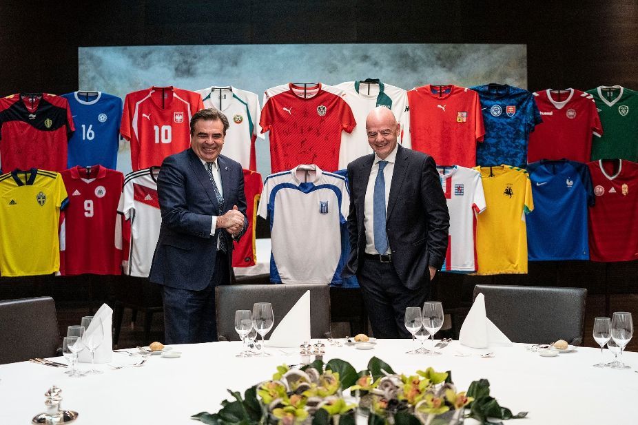 Margaritis Schoinas with Gianni Infantino FIFA President in Zurich (Switzerland)