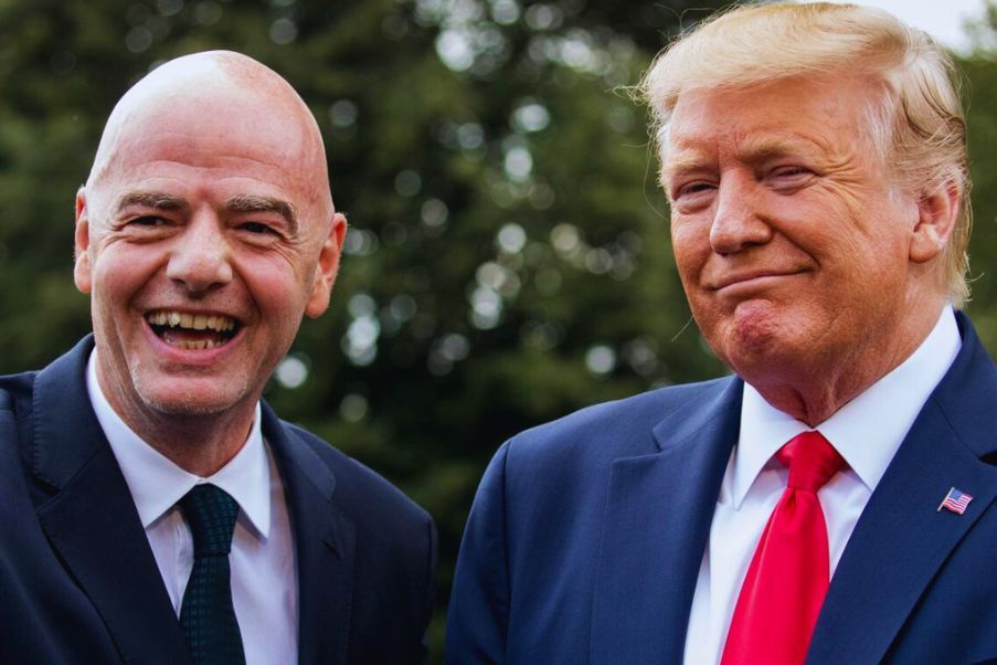 Infantino and Trump Gianni Infantino President FIFA and Donald Trump 47th President of United States in Washington DC. EPIC