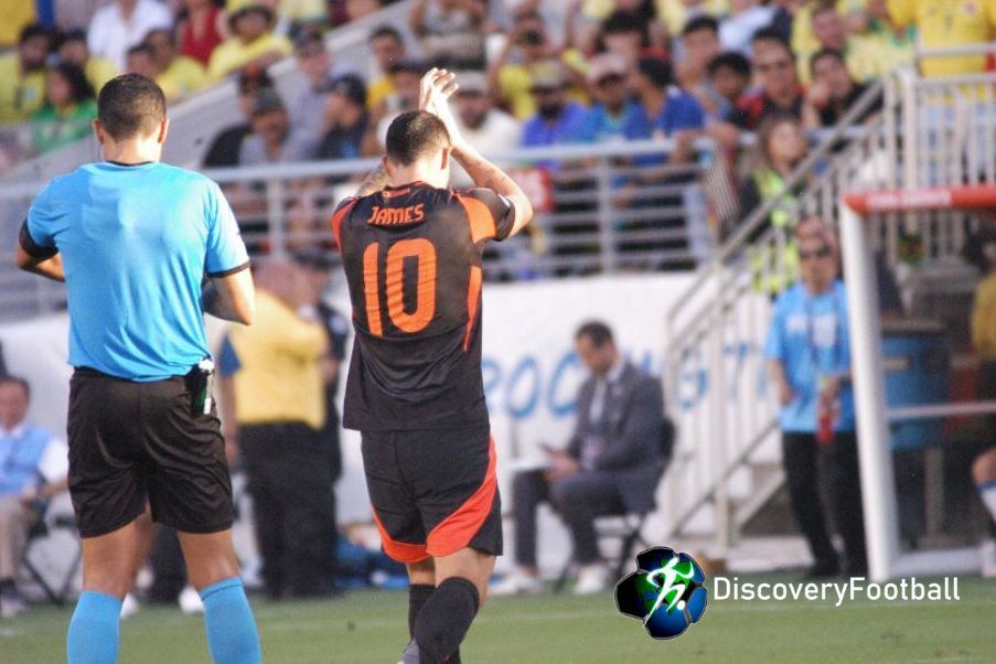 James Rodríguez en el duelo de la fase de grupos ante Brasil en Santa Clara (California). Exclusivo Discoveryfootball.com