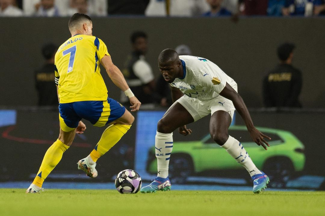 Koulibaly Kalidou Koulibaly faces to Cristiano Ronaldo in a match moment between Al Hilal against Al Al Nassr.