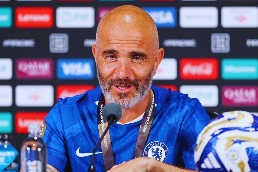 Enzo Maresca Enzo Maresca Chelsea head coach in press conference after of FIFA Club World Cup 2025 tittle won in New Jersey. EPIC