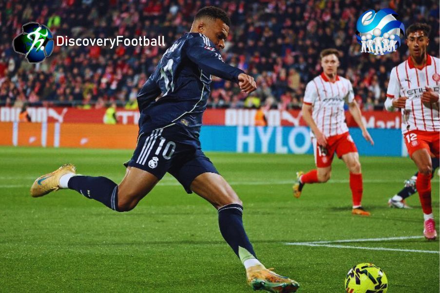 Mbappe Kylian Mbappe es la referenxcia anotadora del Real Madrid en esta temporada. Aquí en un lance ante el Girona en Montilivi. Catpress y Discoveryfootball.com