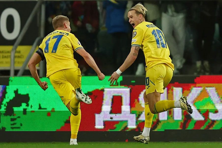El jugador del Chelsea; Mykhaylo Mudryk, celebra el gol del triunfo de Ucrania sobre Islandia que ha clasificado a su selección a la UEFA Euro 2024. Epic