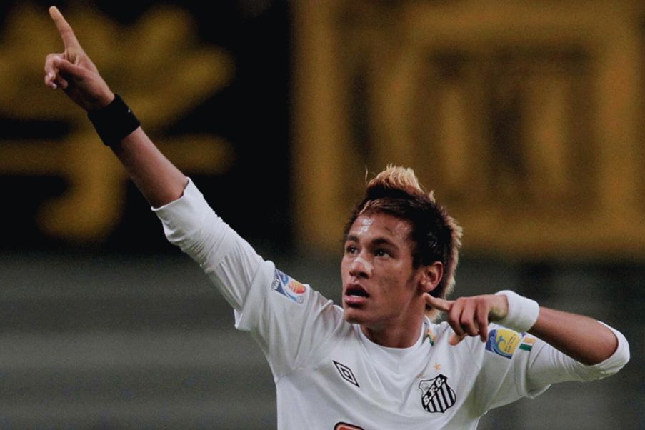 Neymar Neymar with Santos in 2011, as great star of brazilian team.