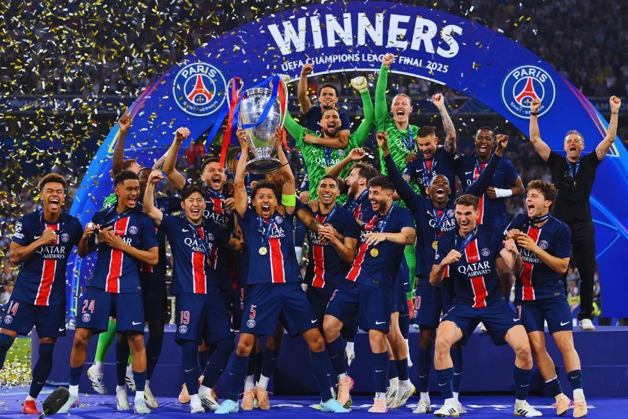 PSG PSG celebrates winning its first UEFA Champions League title in its history