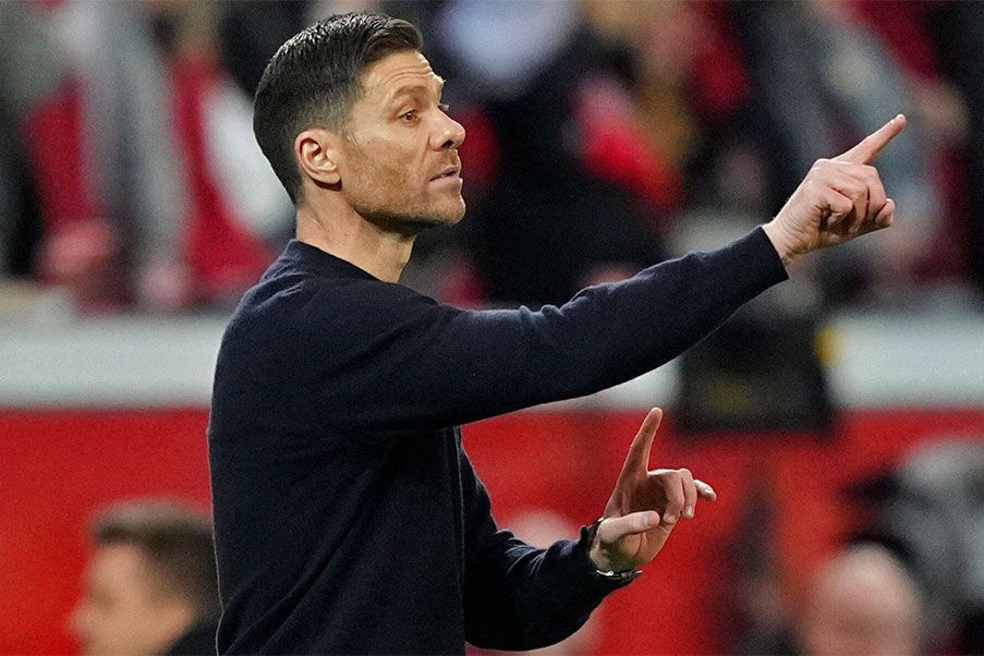 Xabi Alonso head coach of Bayer Leverkusen and favourite for replace at Jurgen Klopp in Liverpool