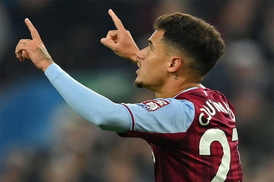 Philippe Coutinho Philippe Coutinho celebra su primer gol con el Aston Villa