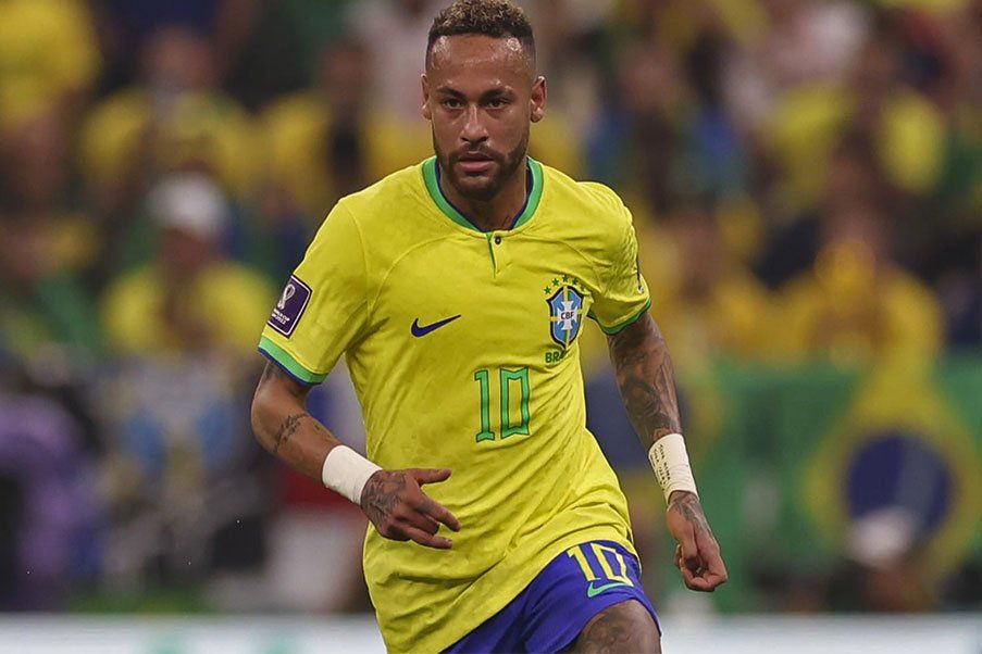 Neymar Neymar with Brazil against Serbia in his debut match in Qatar 2022
