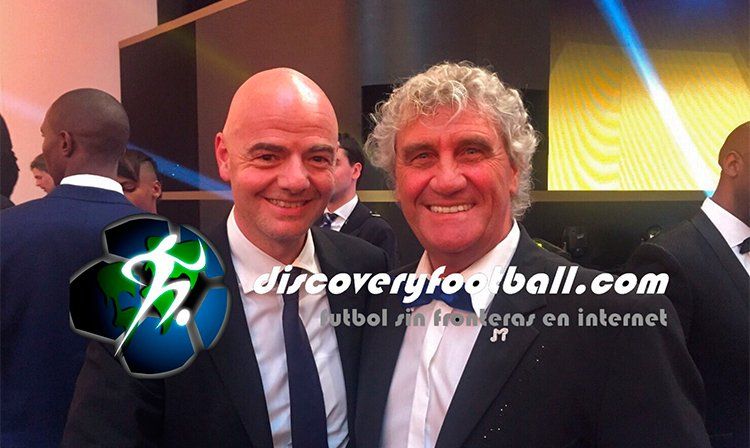 Jean Marie Pfaff with Gianni Infantino, FIFA`s President. Discoveryfootball.com