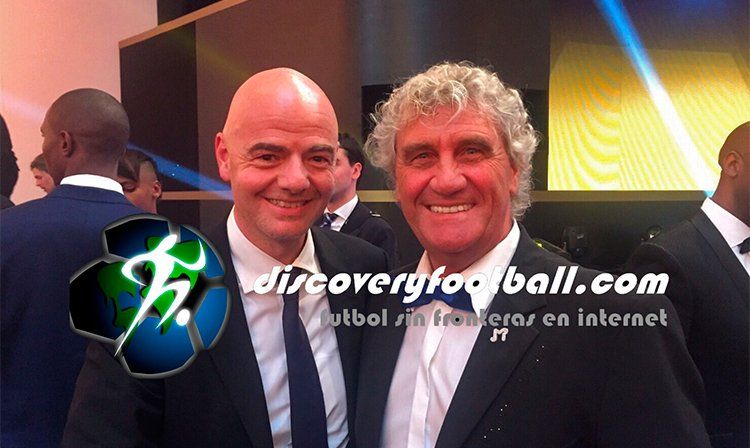 Jean Marie Pfaff Jean Marie Pfaff with Gianni Infantino, FIFA`s President. Discoveryfootball.com