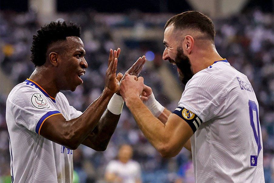 Vinicius y Benzema Vinicius y Benzema goleadores del Real Madrid en la Supercopa