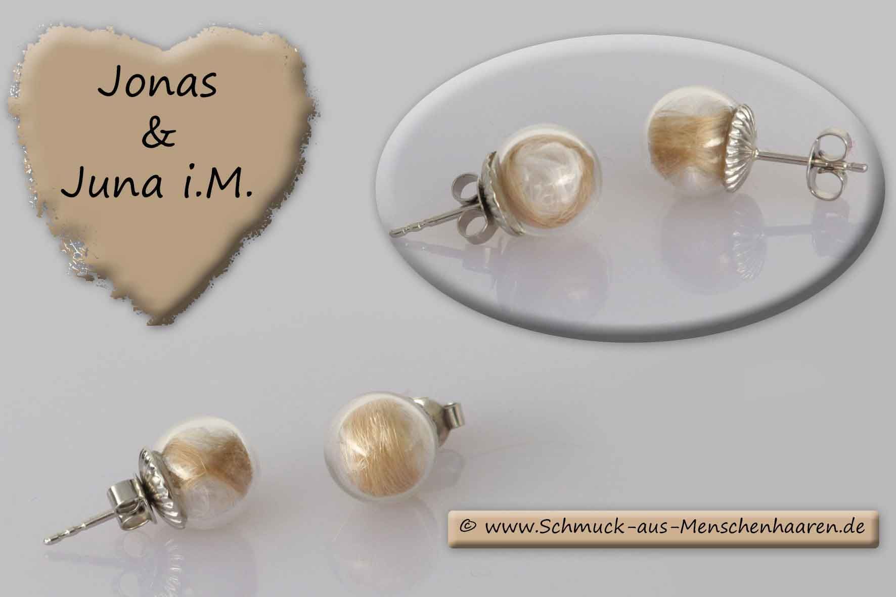 Erinnerung an verstorbenen Zwilling Ohrringe Menschenhaare