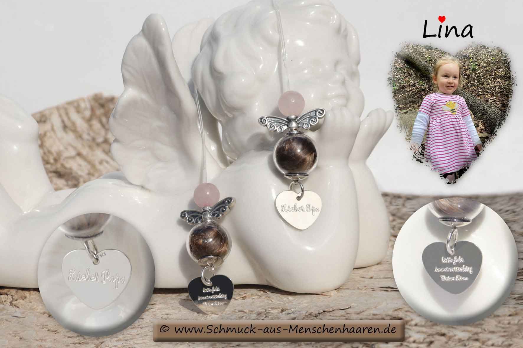 Glücksbringer aus Menschenhaaren Schutzengel Papa und Opa