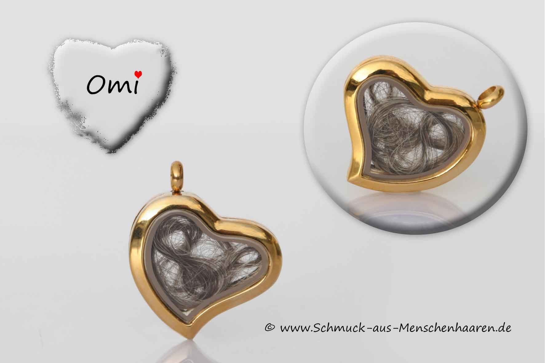 Herz mit Menschenhaaren geliebte Oma Erinnerungsschmuck