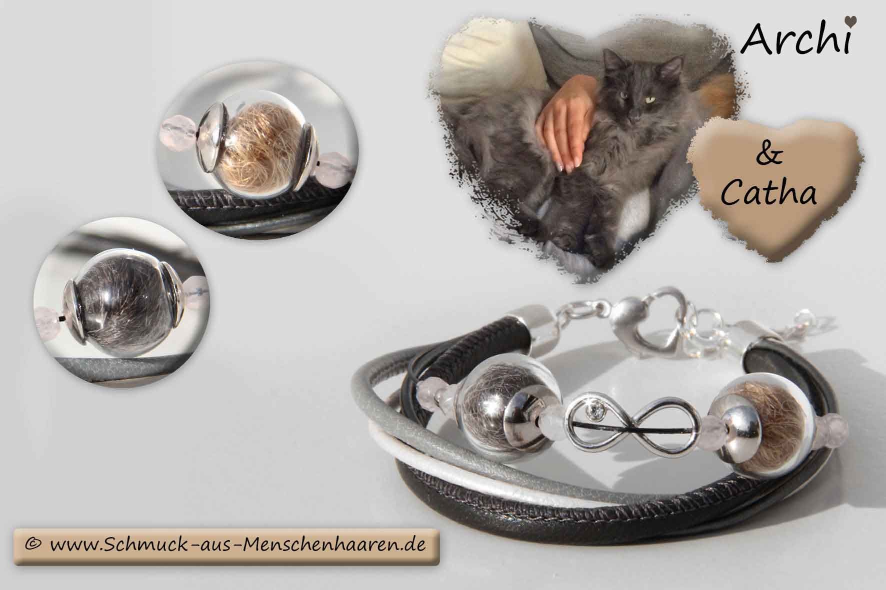 Menschenhaarschmuck Armband mit Menschenhaar und Katzenhaar