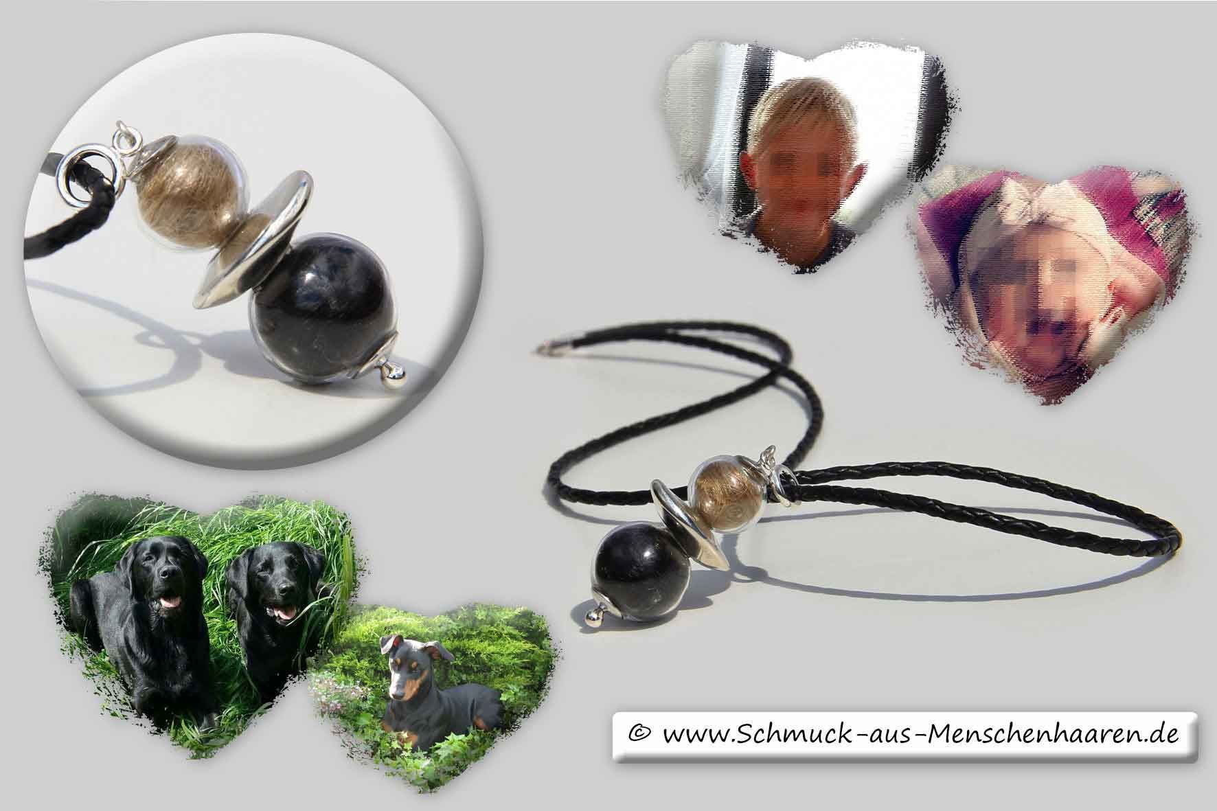 Schmuck aus Kinderhaaren Glascinderella Hundehaarschmuck Glücksbringer