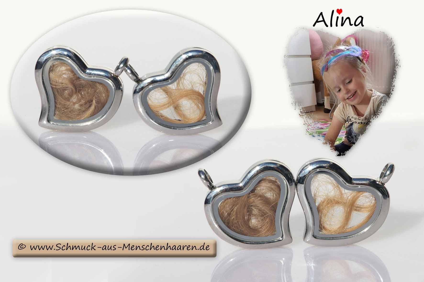 Schmuck aus Menschenhaaren Herzmedaillons Kinderhaare Trost
