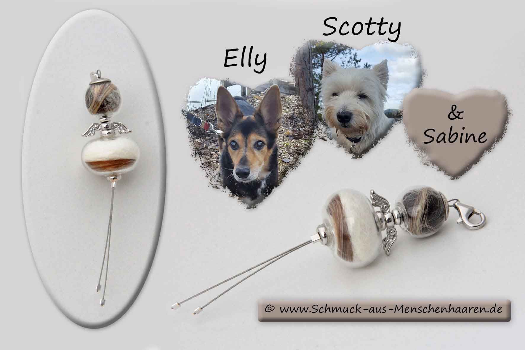 Schutzengel mit Hundehaar und Menschenhaarschmuck Verbindungsschmuck