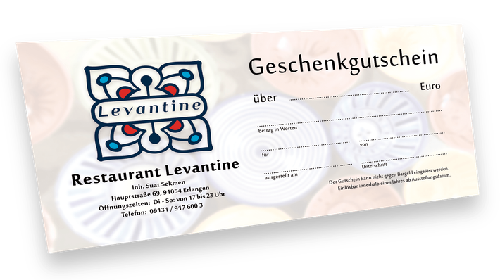 Gutscheine für das Restaurant Levantine, Erlangen