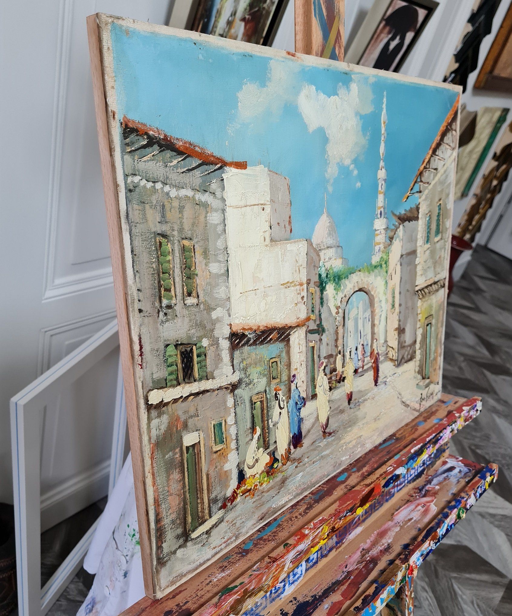 Ölgemälde nach der Restauration, deutlicher Unterschied, Verformung restauriert, Farben leuchten wieder. Farbschäden wurden beseitigt. Der neue Firnis schützt die Oberfläche, frischt die Farbe auf und ist ein UV- Schutz.