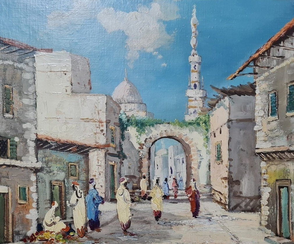 Beseitigung der Verformung, Reinigung, Restauration der Farbschäden und Oberflächenschutz mit Firnis von einem Ölgemälde auf Holz gemalt.