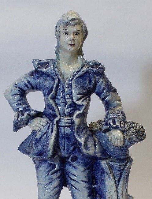 Delft-Figur blau, Porzellanfigur, Damenfigur