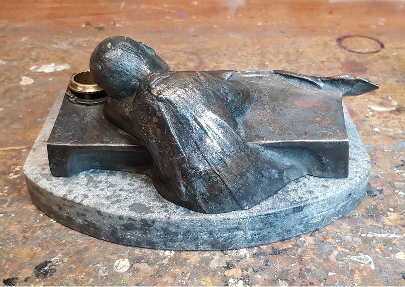 Schreibtisch Garnitur, Schreibtischgarnitur, Bronze, Marmorplatte