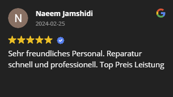 5 Sterne Kundenbewertung von Google