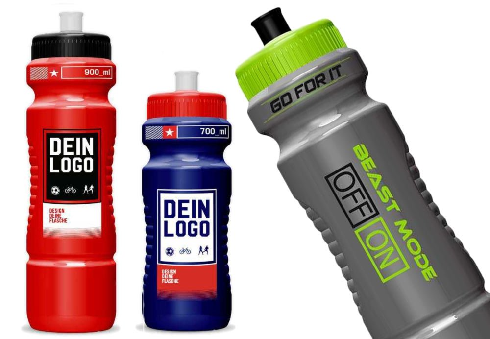 Sportflaschen mit großer Druckfläche