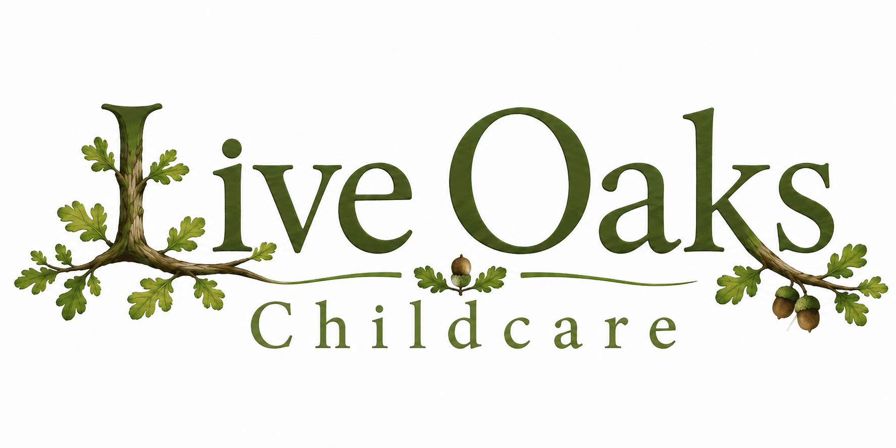 Live Oaks Childcare oak tree with children and colorful butterflies