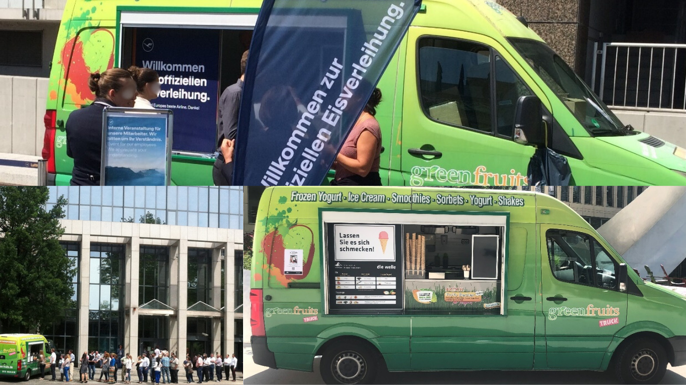 Eiswagen auf Stadtfest in Hanau mit Menschenmenge