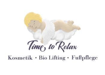 Logo des Kosmetikstudios Time to Relax in Berlin Lichtenrade. Ein Engel liegt auf einer Wolke und schläft.